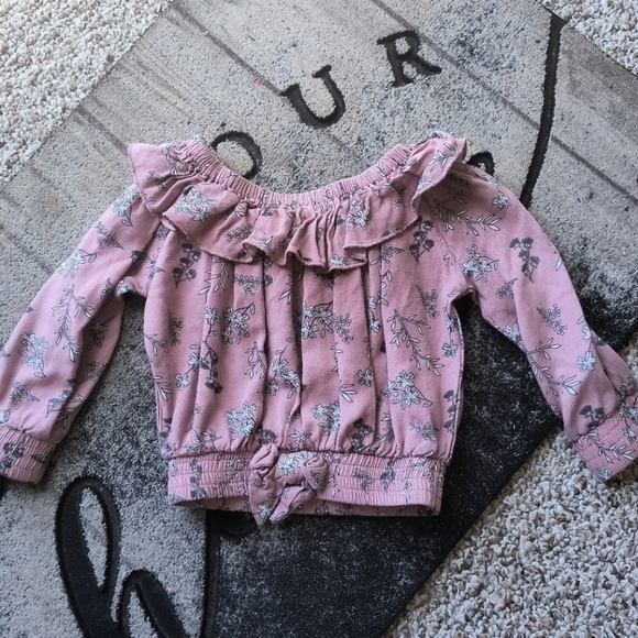 Jessica Simpson Baby Girl Off Shoulder Ruffle Neck Paisley Smocked LS Top Sz 18 - Picture 1 of 3